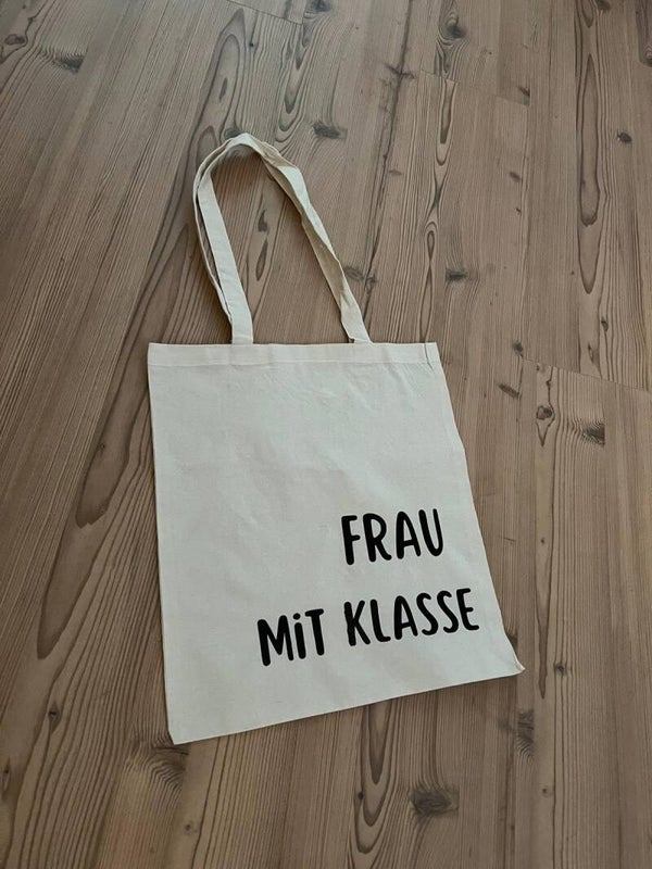 Baumwolltasche "Frau mit Klasse" - Abschiedsgeschenk für Lehrer/innen