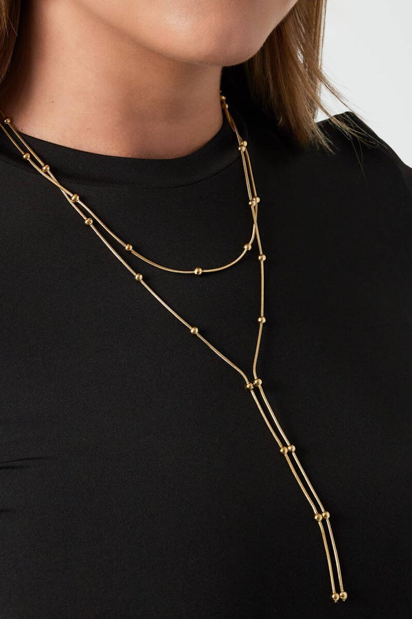 Ketting lang Y-vorm met ronde kralen