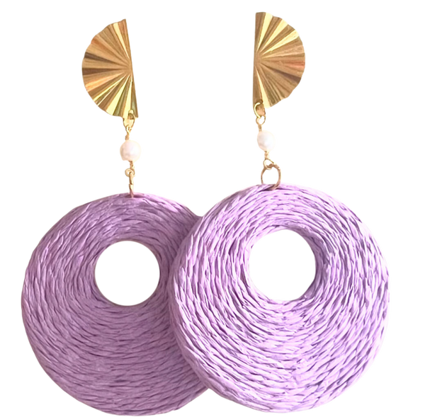 Oorbellen Bohemian raffia touw