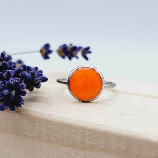 Ring Silber/ NEON Orange