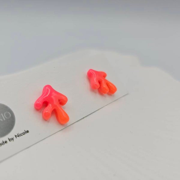 Ohrstecker NEON Koralle Orange/Pink