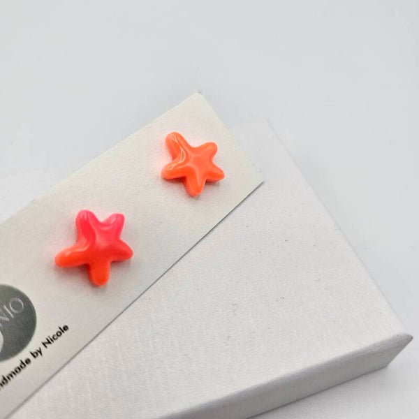 Ohrstecker NEON Stern Orange/Pink