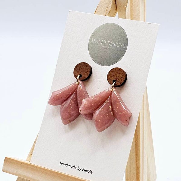Blatt Ohrringe in Rosa/Gold