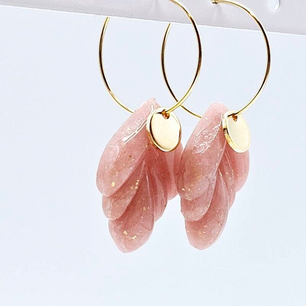 Blattohrring Rosa/Gold