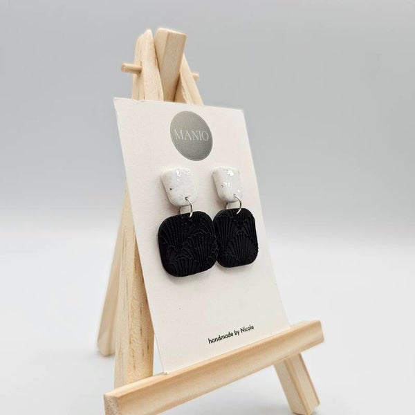Ohrringe Schwarz/Weiß mit Muschelmuster