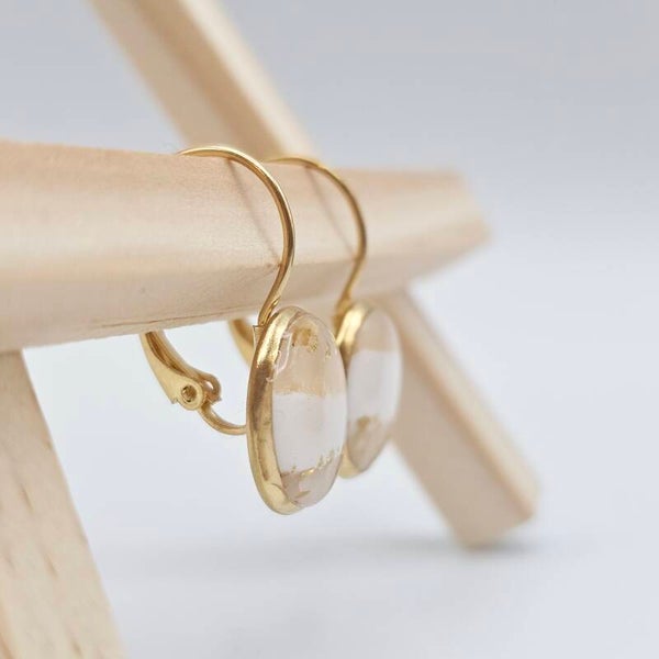 Ohrhaken Transparent/Weiß - Gold