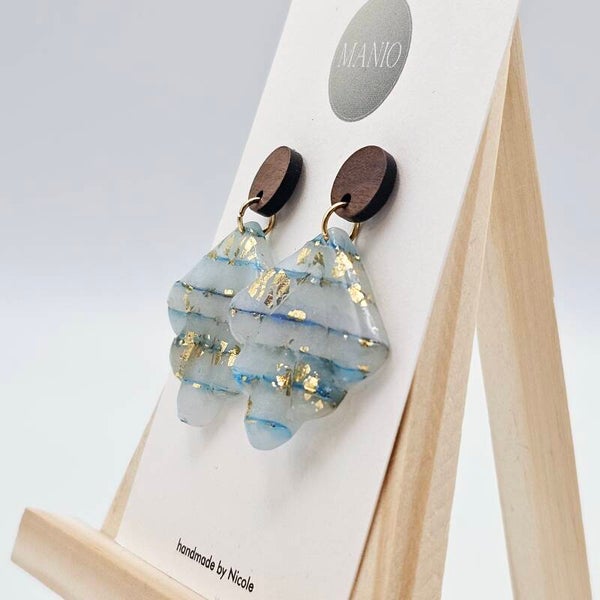 Ohrringe Transparent/Blau - Gold
