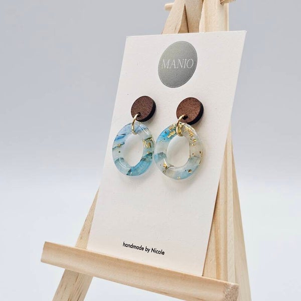Ohrringe Transparent/Blau - Gold