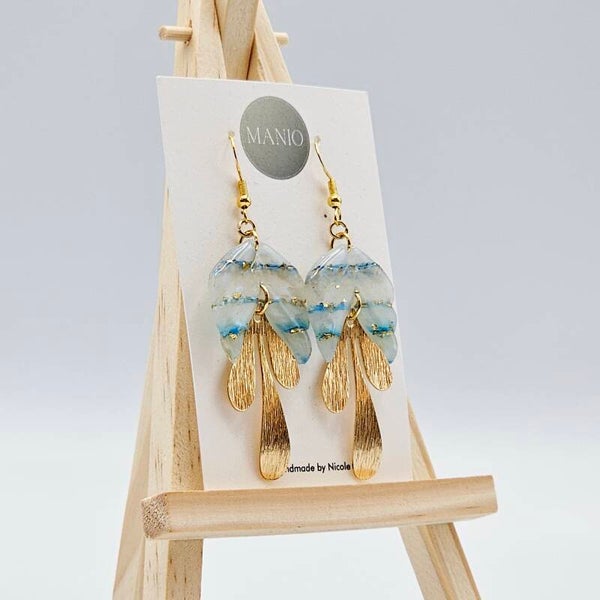 Ohrringe Transparent/Blau - Gold