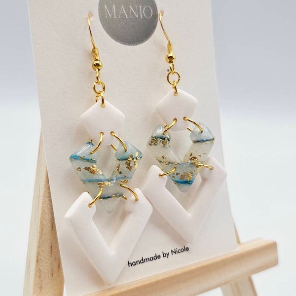 Ohrringe Transparent/Blau - Gold