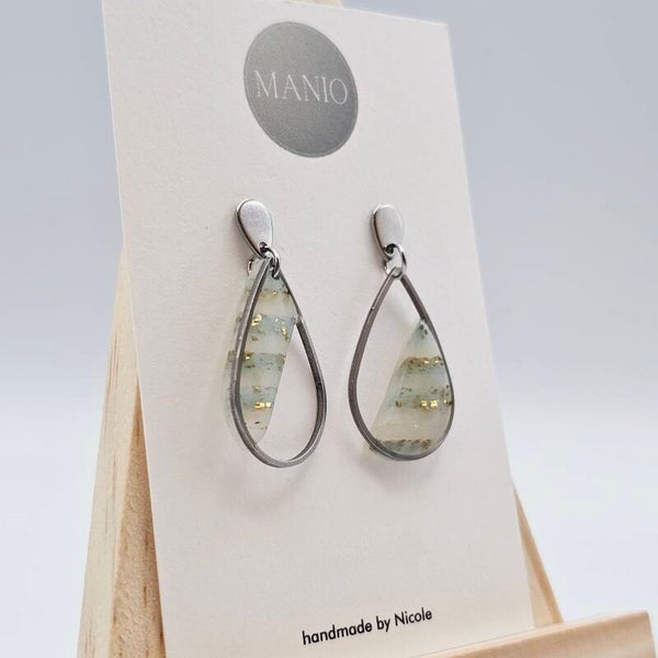 Tropfen Ohrringe Transparentgrün - Silber