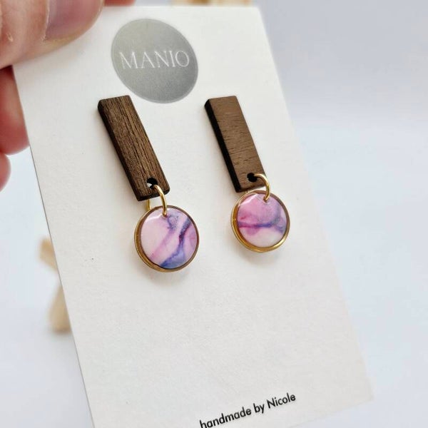 Runde Ohrringe Rosa/Lila - Gold