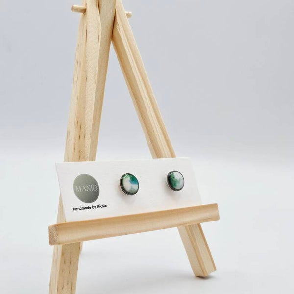 Ohrstecker Blau/Grün - Silber