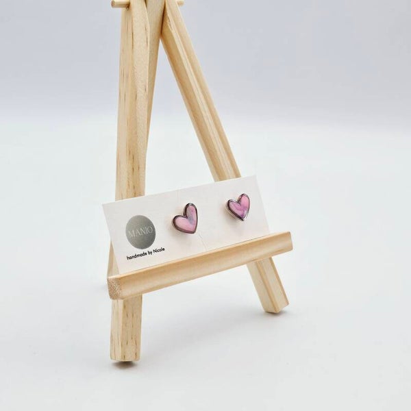 Herz-Ohrstecker Rosa/Lila