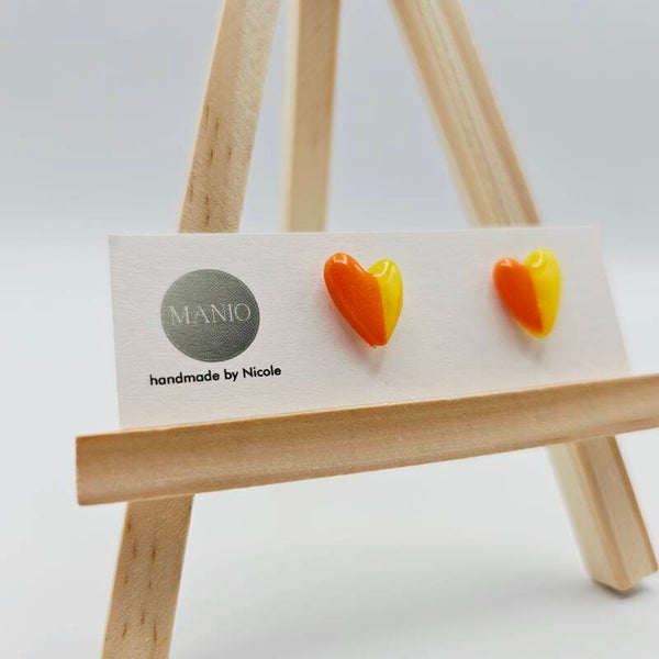 Ohrstecker Herz NEON Gelb/Orange