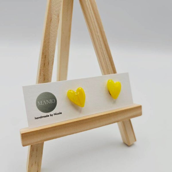 Ohrstecker Herz NEON Gelb