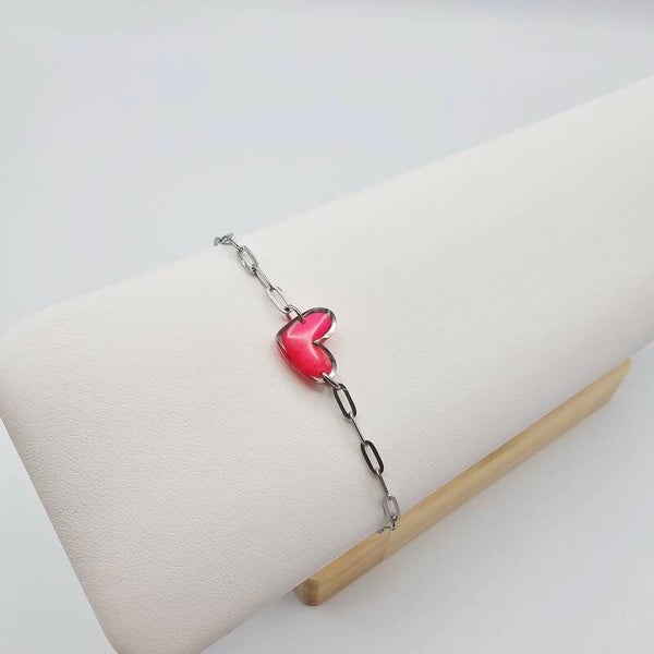 Herzarmband Pink/Silber