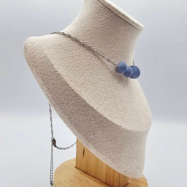Außergewöhnliche Kette in Hellblau/Silber