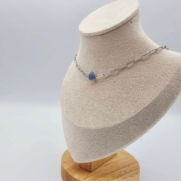 Außergewöhnliche Kette in Hellblau/Silber