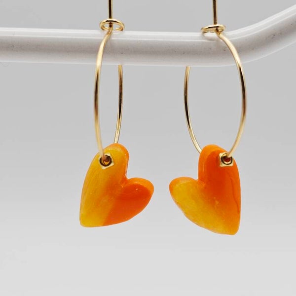Creolen NEON Herz Orange/Gelb