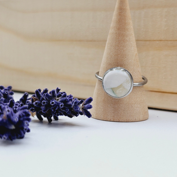 Ring Silber/ Weiß, Perlmutt, Hellgrün