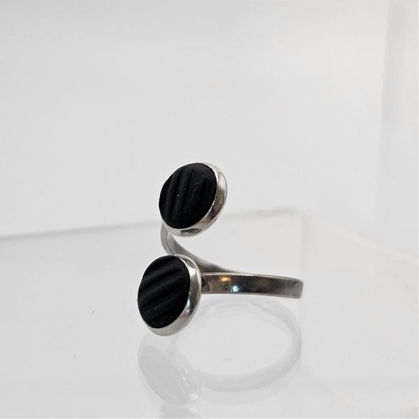 Ring Silber/ Schwarz mit Streifenmuster