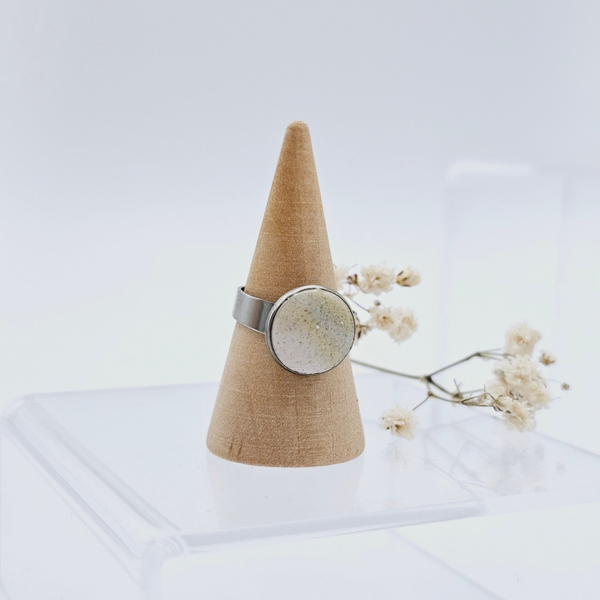 Ring Silber/ Weiß/ Grün