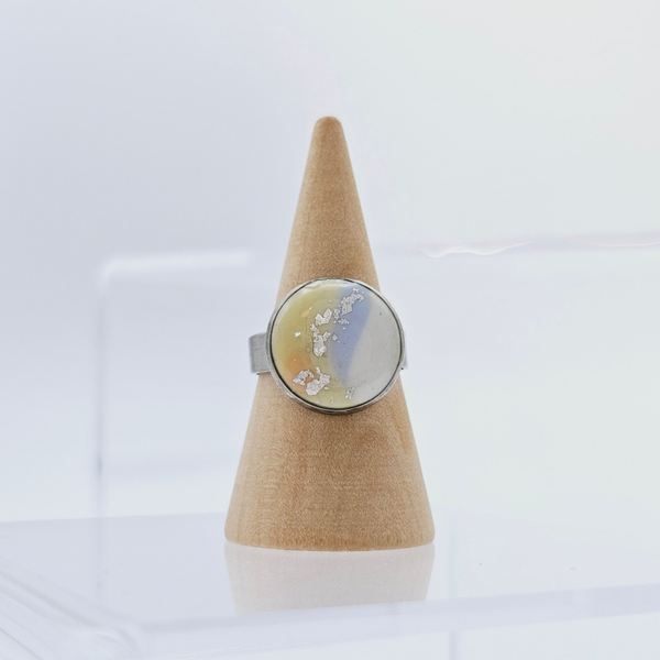 Ring Silber/ Orange/ Grün/ Blau & Weiß
