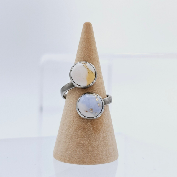 Ring Silber/ Blau/ Orange/ Weiß