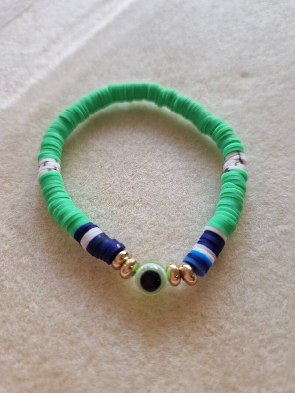 Armband groen met Turkish Eye