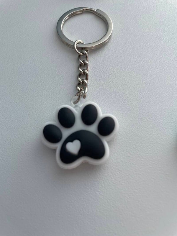 Colour Paw with Heart Keyring