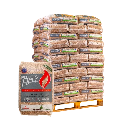Granulés de bois HP+ - Piveteau - Palette de sacs de 15kg
