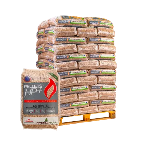 Granulés de bois HP+ - Piveteau - Palette de sacs de 15kg