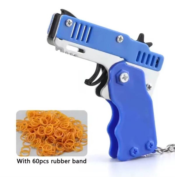 Blue Keychain Rubber Band Gun