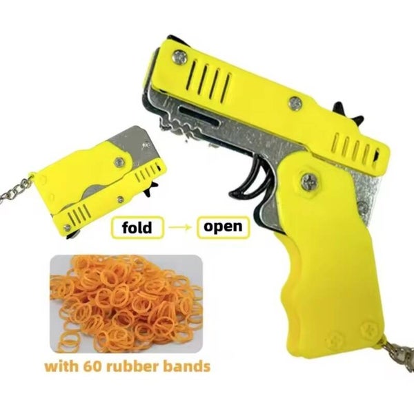 Yellow Keychain Rubber Band Gun