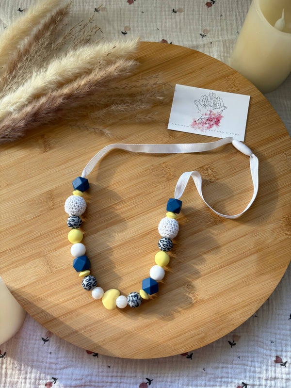 collier d'allaitement léopard bleu