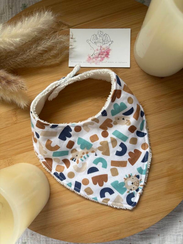 Bavoir bandana formes bleues