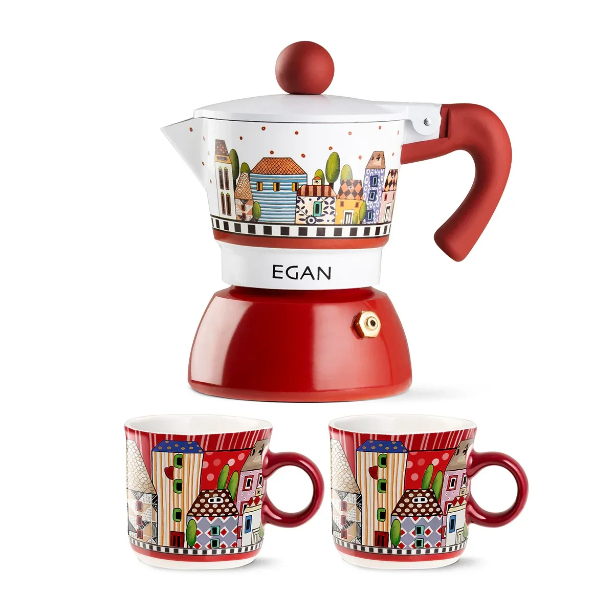 Set Moka 2 Cps + 2 Minimug Paese Mio Rosso 121058