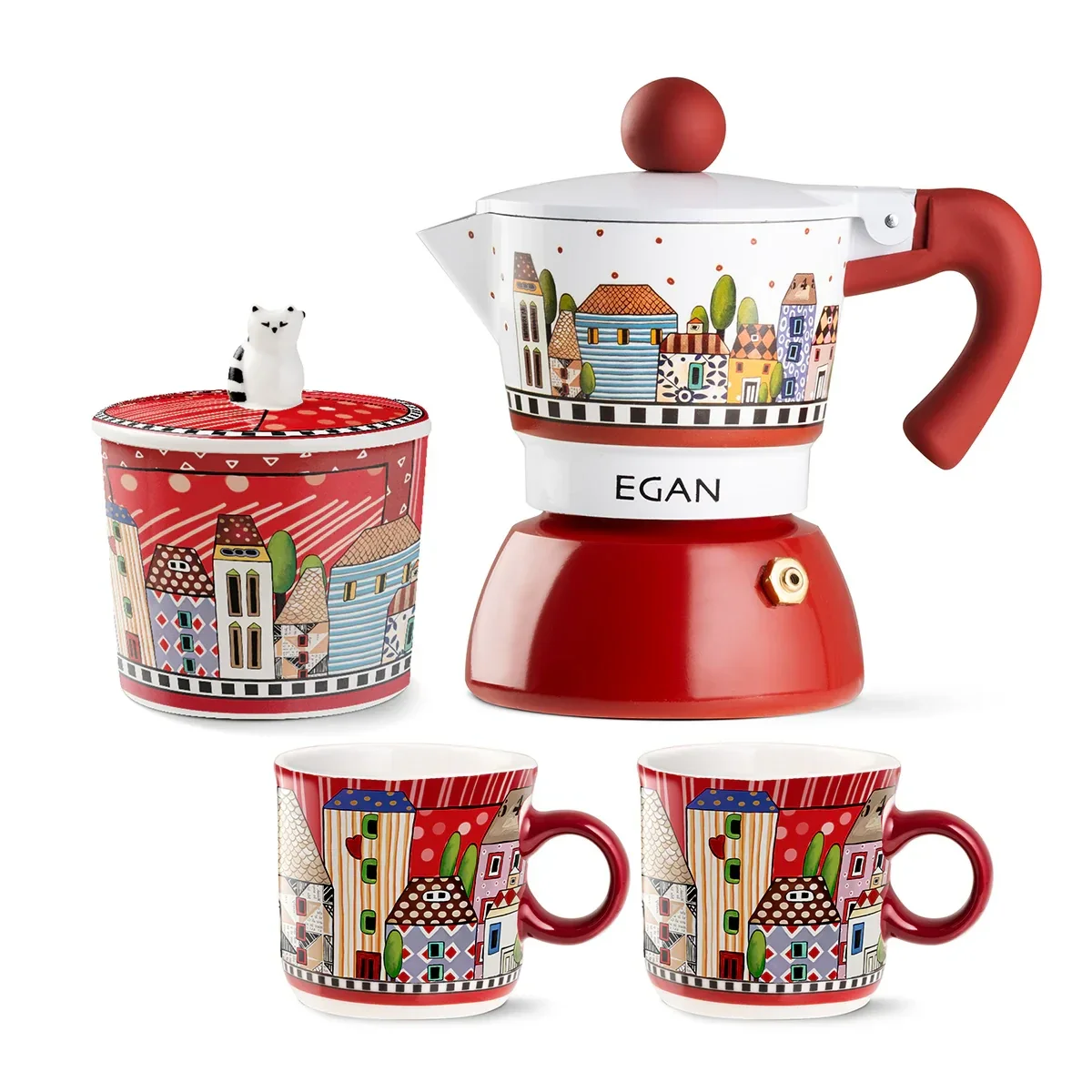 Set Moka 2 Cps + 2 Minimug + Zuccheriera Paese Mio Rosso 121059