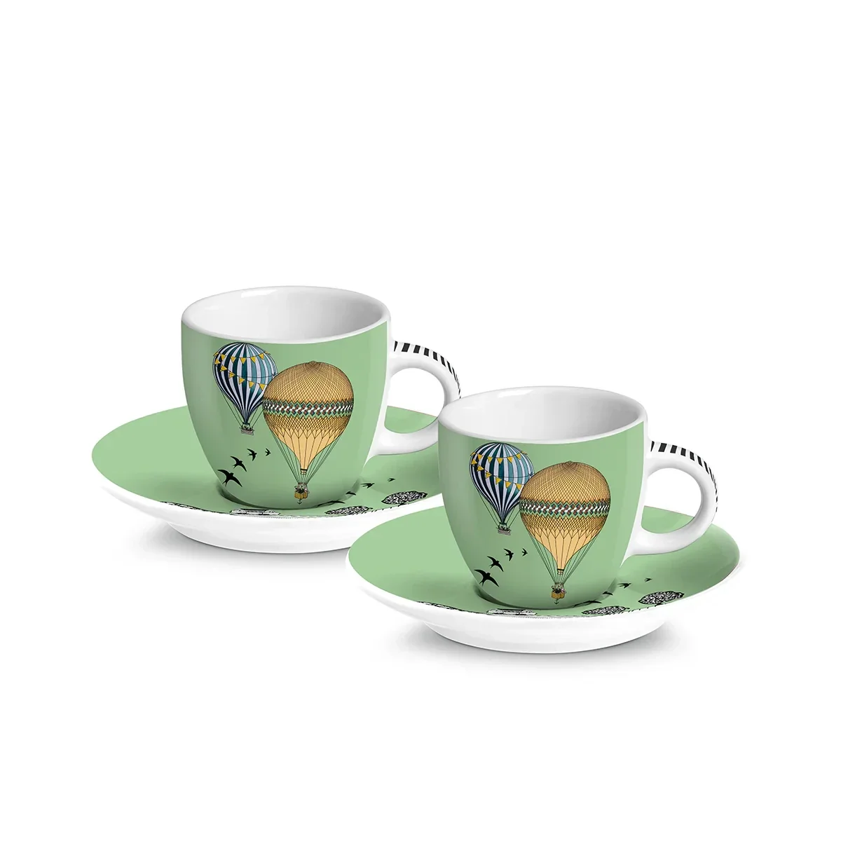 Set 2 Tazze Caffè C/Piattino Giramondo Verde Ml 80 130007