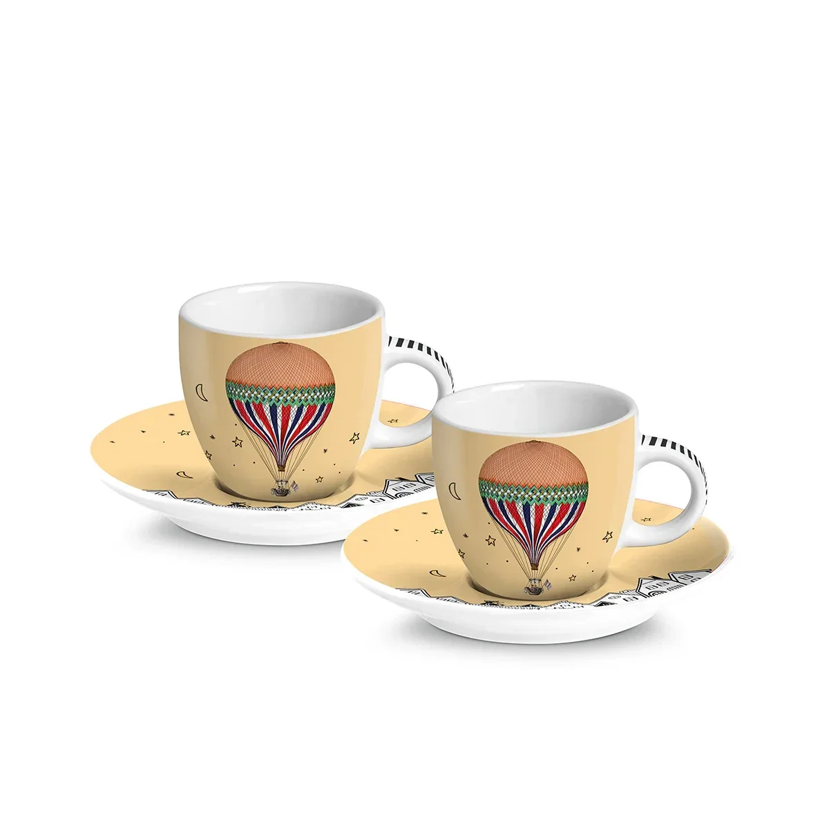 Set 2 Tazze Caffè C/Piattino Giramondo Giallo Ml 80 130008