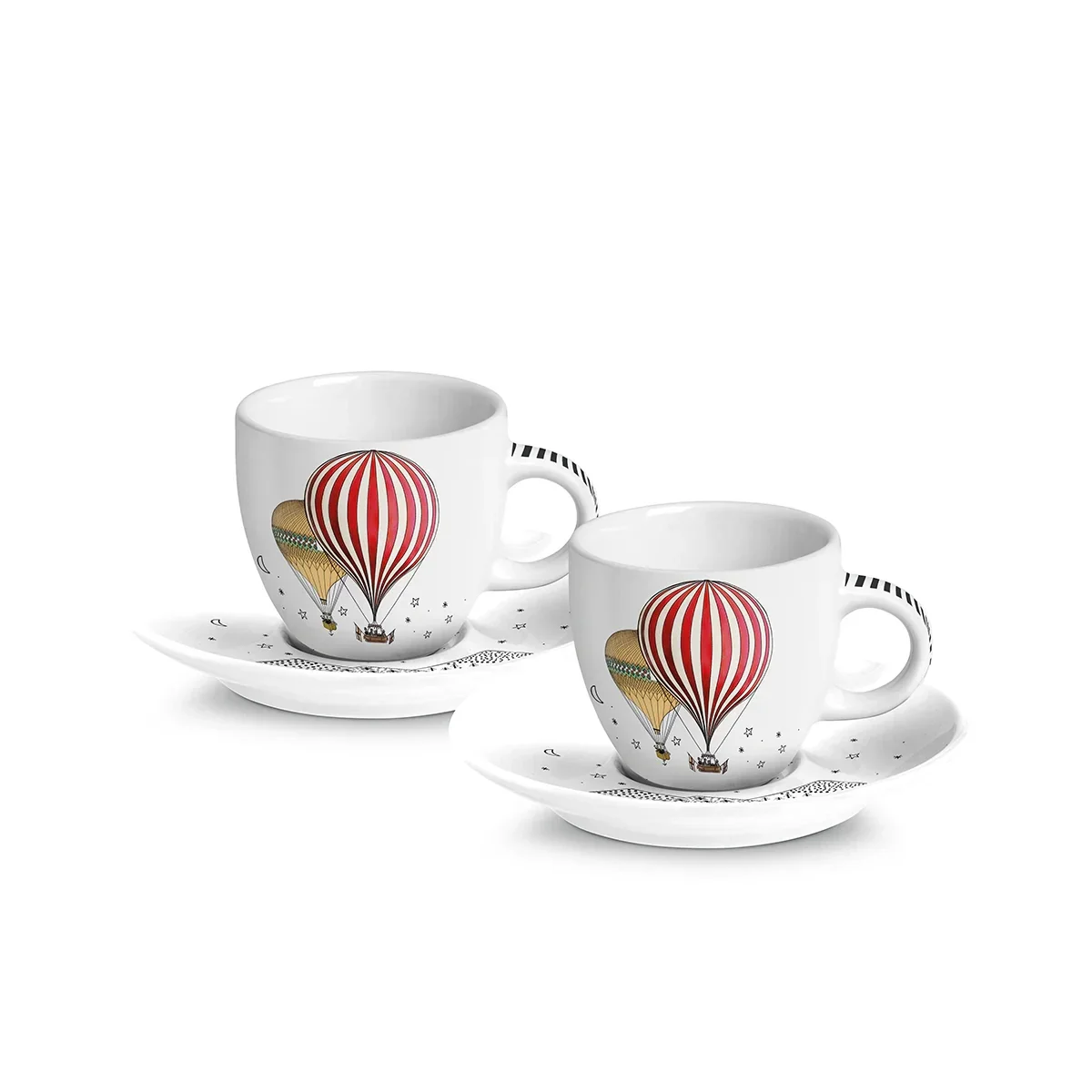 Set 2 Tazze Caffè C/Piattino Giramondo Bianco Ml 80 130009