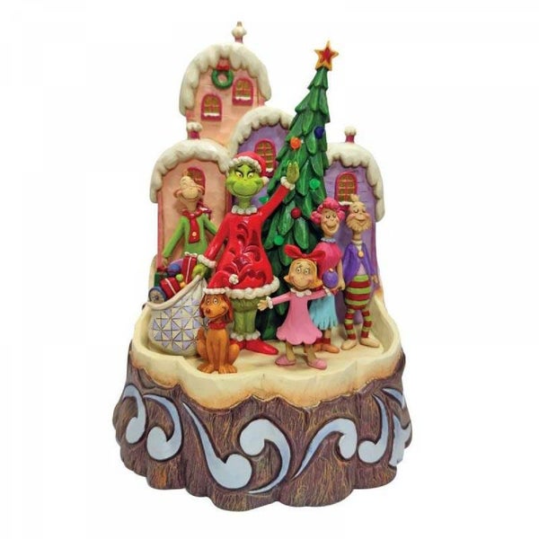 Tronco Grinch con personaggi 22 cm The Grinch by Jim Shore 6008890