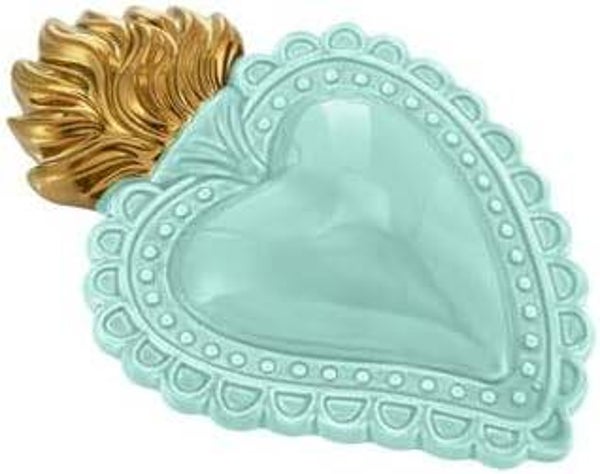 Cuore EX-Voto Porcellana Tiffany e Oro