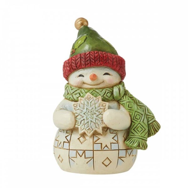 Pupazzo di neve che tiene un fiocco di neve, 9 cm, Jim Shore 6011489