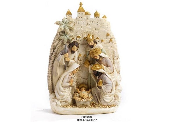 Gruppo Natività e Re Magi con Paesaggio 25 cm PB19128