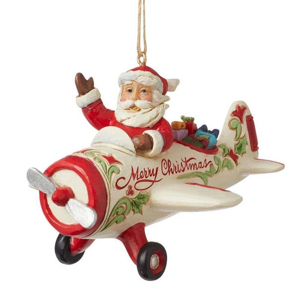 Babbo Natale su aeroplano 7 cm Jim Shore 6012970