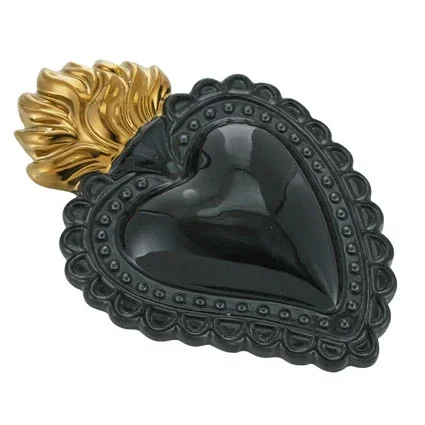 Cuore EX-Voto Porcellana Nero e Oro