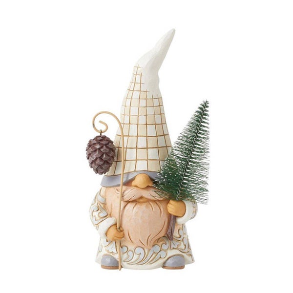 Gnomo bianco con albero 17 cm Jim Shore 6015160