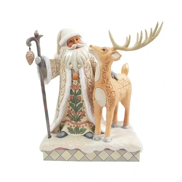 Babbo Natale con Cappotto di pelliccia e Cervo 29 cm Jim Shore 6019313